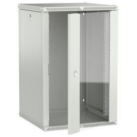 Шкаф настенный 19", 18U, 600х600мм, стекл. дверь, серый, LINEA W, ITK LWR3-18U66-GF-2