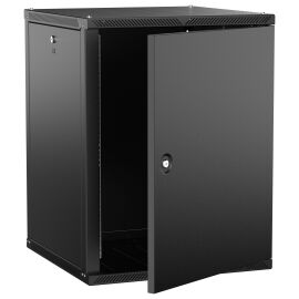 Шкаф настенный 19", 15U, 600х600мм, металл. дверь, черный, LINEA W, ITK LWR5-15U66-MF-2