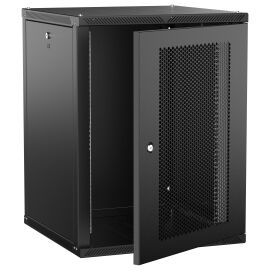 Шкаф настенный 19", 15U, 600х600мм, перф. дверь, черный, LINEA W, ITK LWR5-15U66-PF-2
