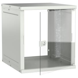 Шкаф настенный 19", 12U, 600х650мм стекл. дверь, серый, GENERICA LWE3-12U67-GF-G