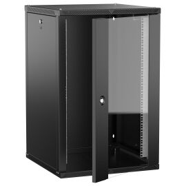 Шкаф настенный 19", 18U, 600х600мм, стекл. дверь, черный, LINEA W, ITK LWR5-18U66-GF-2