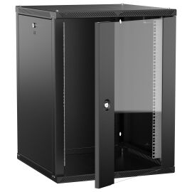 Шкаф настенный 19", 15U, 600х600мм, стекл. дверь, черный, LINEA W, ITK LWR5-15U66-GF-2