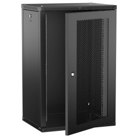 Шкаф настенный 19", 18U, 600х450мм, перф. дверь, черный, LINEA W, ITK LWR5-18U64-PF-2