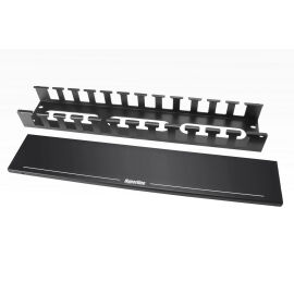 Органайзер горизонтальный 19", 2U, с крышкой, черный, металл, Hyperline CM-2U-MLF-COV