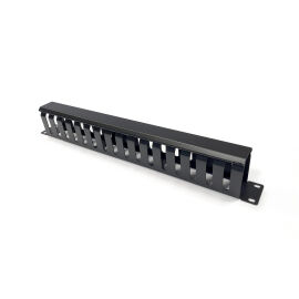 Органайзер горизонтальный 19", 1U, с крышкой, черный, металл, Hyperline CM-1U-ML16-COV