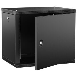 Шкаф настенный 19", 9U, 600х450мм, металл. дверь, черный, LINEA W, ITK LWR5-09U64-MF-2