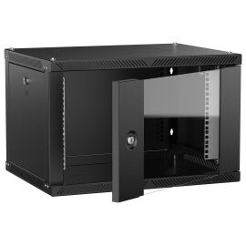 Шкаф настенный 19", 6U, 600х450мм, стекл. дверь, черный, LINEA W, ITK LWR5-06U64-GF-2