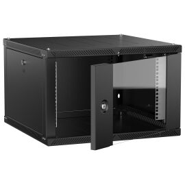 Шкаф настенный 19", 6U, 600х600мм, стекл. дверь, черный, LINEA W, ITK LWR5-06U66-GF-2