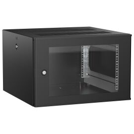 Шкаф настенный 19", 6U, 600х600мм, стекл. дверь, черный, UNITBOX W, ITK UBW05-06U66-G