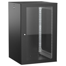 Шкаф настенный 19", 18U, 600х600мм, стекл. дверь, черный, UNITBOX W, ITK UBW05-18U66-G