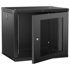 Шкаф настенный 19", 9U, 600х450мм, перф. дверь, черный, LINEA W, ITK LWR5-09U64-PF-2