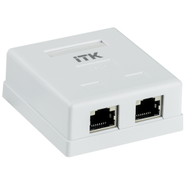Розетка настенная 2 порта RJ45, FTP, кат.6, ITK CS2-1C06F-22