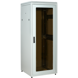 Шкаф напольный 19", 42U, 800х800мм, стекл. дверь, зад. металл, серый, ITK LN35-42U88-GM