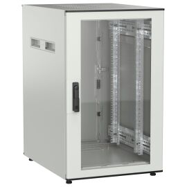 Шкаф напольный 19", 18U, 600х800мм, стекл.перед.дверь, зад.металл, серый, UNITBOX N, ITK UBN35-18U68-GM