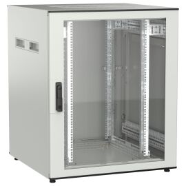 Шкаф напольный 19", 18U, 800х800мм, стекл.перед.дверь, зад.металл, серый, UNITBOX N, ITK UBN35-18U88-GM