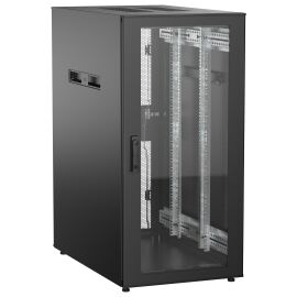 Шкаф напольный 19", 24U, 600х1000мм, стекл.перед.дверь, зад.перф., черный, UNITBOX N, ITK UBN05-24U61-GP