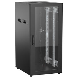 Шкаф напольный 19", 24U, 600х800мм, стекл. перед. дверь, зад. металл, черный, UNITBOX N, ITK UBN05-24U68-GM