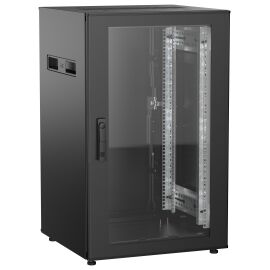 Шкаф напольный 19", 18U, 600х600мм, стекл.перед.дверь, зад.металл, черный, UNITBOX N, ITK UBN05-18U66-GM