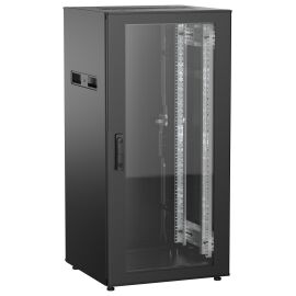 Шкаф напольный 19", 24U, 600х600мм, стекл.пер.дверь, зад.металл, черн, UNITBOX N, ITK UBN05-24U66-GM