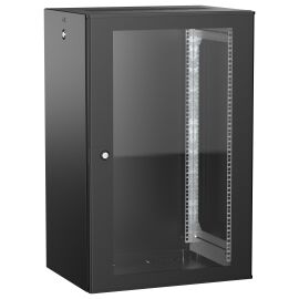 Шкаф настенный 19", 18U, 600х450мм, стекл. дверь, черный, UNITBOX W, ITK UBW05-18U64-G