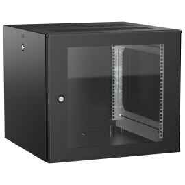 Шкаф настенный 19", 9U, 600х600мм, стекл. дверь, черный, UNITBOX W, ITK UBW05-09U66-G