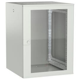 Шкаф настенный 19", 15U, 600х600мм, стекл. дверь, серый, UNITBOX W, ITK UBW35-15U66-G