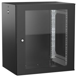 Шкаф настенный 19", 12U, 600х450мм, стекл. дверь, черный, UNITBOX W, ITK UBW05-12U64-G