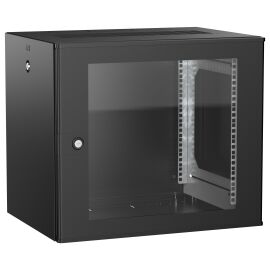 Шкаф настенный 19", 9U, 600х450мм, стекл. дверь, черный, UNITBOX W, ITK UBW05-09U64-G