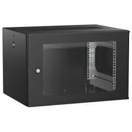 Шкаф настенный 19", 6U, 600х450мм, стекл. дверь, черный, UNITBOX W, ITK UBW05-06U64-G