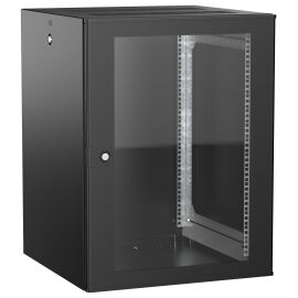 Шкаф настенный 19", 15U, 600х600мм, стекл. дверь, черный, UNITBOX W, ITK UBW05-15U66-G