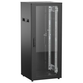 Шкаф напольный 19", 28U, 600х600мм, стекл.пер.дверь, зад.металл, черн, UNITBOX N, ITK UBN05-28U66-GM