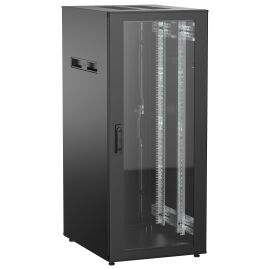 Шкаф напольный 19", 28U, 600х800мм, стекл.пер.дверь, зад.металл, черн, UNITBOX N, ITK UBN05-28U68-GM