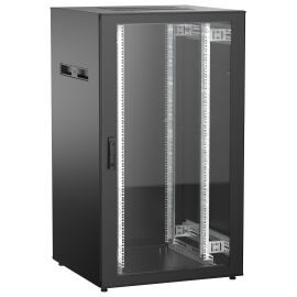 Шкаф напольный 19", 28U, 800х800мм, стекл.пер.дверь, зад.металл, черн, UNITBOX N, ITK UBN05-28U88-GM