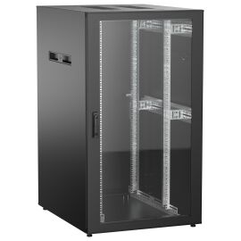 Шкаф напольный 19", 28U, 800х1000мм, стекл.пер.дверь, зад.металл, черн, UNITBOX N, ITK UBN05-28U81-G