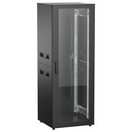 Шкаф напольный 19", 33U, 600х600мм, стекл.пер.дверь, зад.металл, черн, UNITBOX N, ITK UBN05-33U66-GM