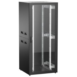 Шкаф напольный 19", 38U, 800х800мм, стекл.пер.дверь, зад.металл, черн, UNITBOX N, ITK UBN05-38U88-GM