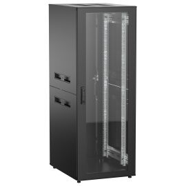 Шкаф напольный 19", 33U, 600х800мм, стекл.пер.дверь, зад.металл, черн, UNITBOX N, ITK UBN05-33U68-GM