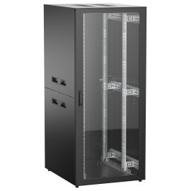 Шкаф напольный 19", 38U, 800х1000мм, стекл.перед.дверь, зад.металл, черный, UNITBOX N, ITK UBN05-38U81-GM