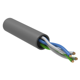 Кабель UTP 2 пары, Кат.5, внутр., 0,50мм, CCA, PVC, серый, 305м, GENERICA BC1-C502-111-305-G