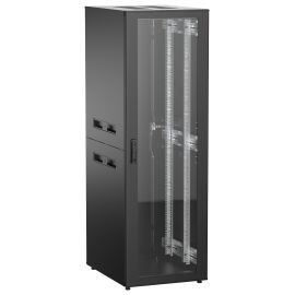 Шкаф напольный 19", 38U, 600х800мм, стекл.пер.дверь, зад.металл, черный, UNITBOX N, ITK UBN05-38U68-GM