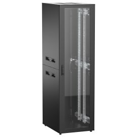 Шкаф напольный 19", 42U, 600х800мм, стекл.перед.дверь, зад.металл, черный, UNITBOX N, ITK UBN05-42U68-GM