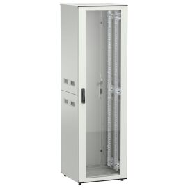 Шкаф напольный 19", 42U, 600х600мм, стекл.перед.дверь, зад.металл, серый, UNITBOX N, ITK UBN35-42U66-GM