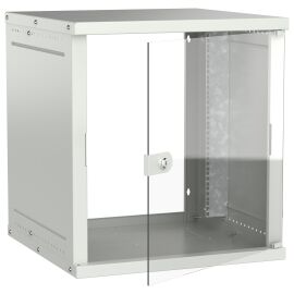 Шкаф настенный 19", 12U, 600х600мм, стеклянная дверь, серый, GENERICA LWE3-12U66-GF-G