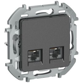 IEKINSPIRIA Розетка компьютерная двойная RJ45 категория 6 UTP 6738431 антрацит IEK