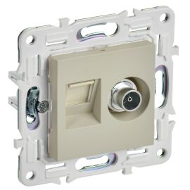 SKANDY Розетка двойная TV+RJ45 кат.6 SK-A15B бежевый IEK