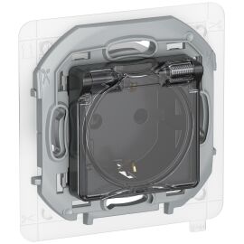 IEKINSPIRIA Розетка 1-местная с заземлением с защитными шторками и крышкой 16А IP44 6737431 антрацит