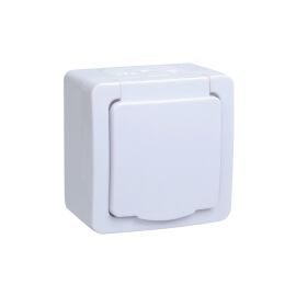 Розетка 1-местная 16А, с заземлением, с крышкой, белая, ГЕРМЕС PLUS, IEK ERMP12-K01-16-54-EC