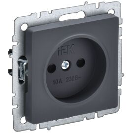 BRITE Розетка 1-местная без заземления с защитными шторками 10А РСш10-2-БрГ графит IEK