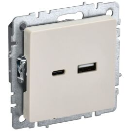 BRITE Розетка USB A+C 18Вт РЮ11-1-БрКр бежевый IEK