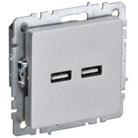 BRITE Розетка USB A+A 5В 3,1А РЮ10-1-БрА алюминий IEK